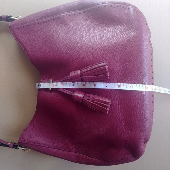 Kate Spade large shoulder bag purse 100% cow leather raspberry pink burg… - Picture 13 of 15